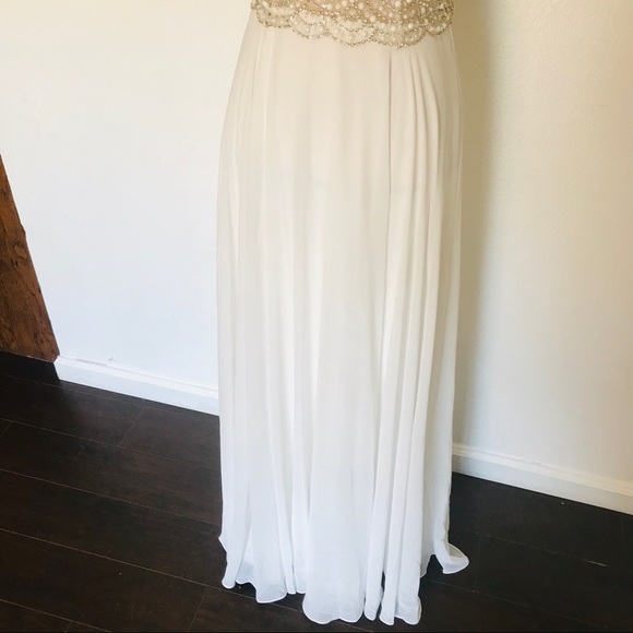 Lulus True Love White Beaded Rhinestone Maxi Dress - mordernwear.com